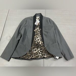 Silence + Noise Black Jacket with Leopard Print Lining